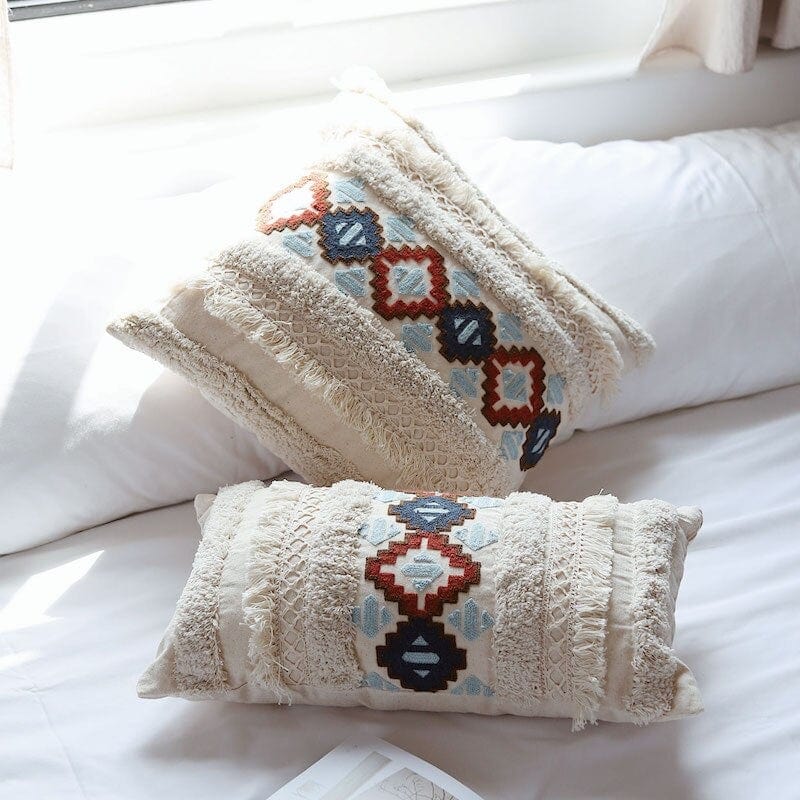 Morocco Tufting Ivory Cushion Cover Blackbrdstore