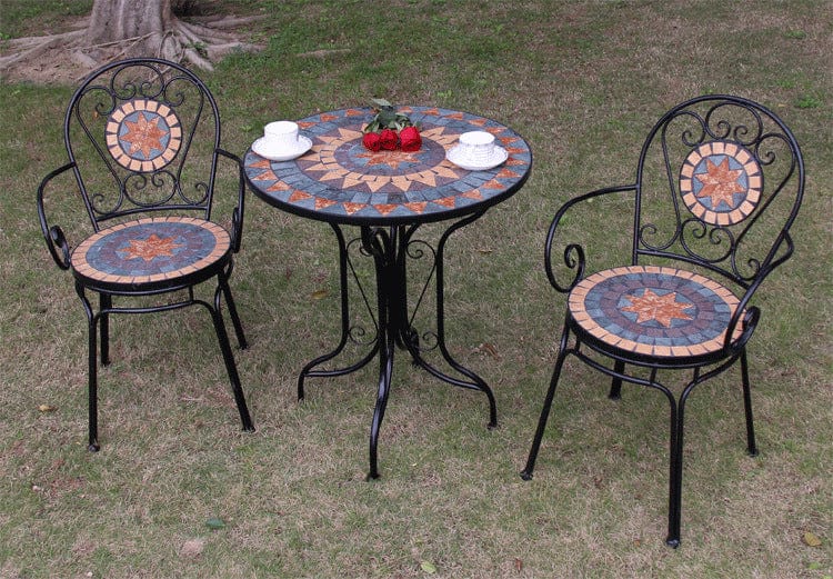 Mosaic Wrought Iron Balcony Table Set Blackbrdstore