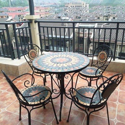 Mosaic Wrought Iron Balcony Table Set Blackbrdstore