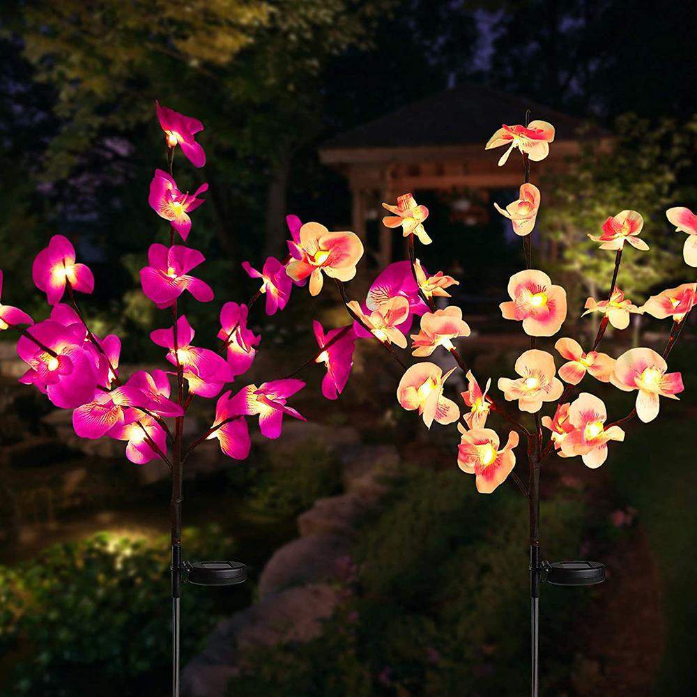 Moth Orchid Led Garden Lights Pack of 2 Blackbrdstore