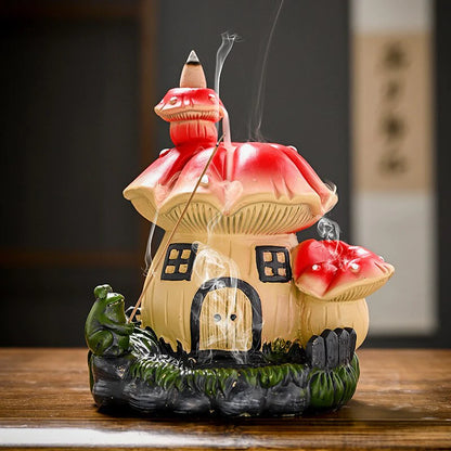 Mushroom House Backflow Incense Burner Blackbrdstore