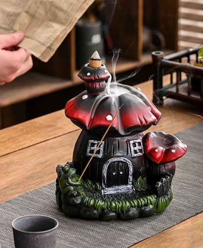 Mushroom House Backflow Incense Burner Blackbrdstore