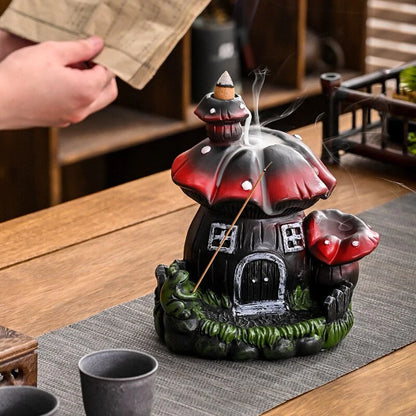 Mushroom House Backflow Incense Burner Blackbrdstore