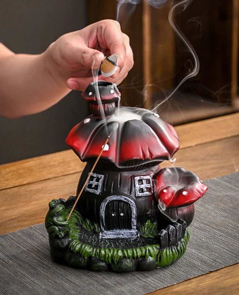 Mushroom House Backflow Incense Burner Blackbrdstore