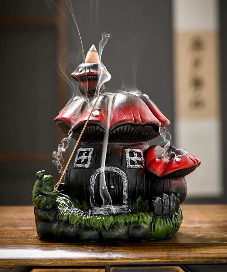 Mushroom House Backflow Incense Burner Blackbrdstore