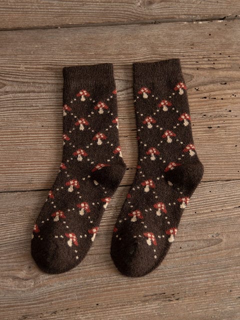 Mushroom Thickened Warm Wool Socks Blackbrdstore