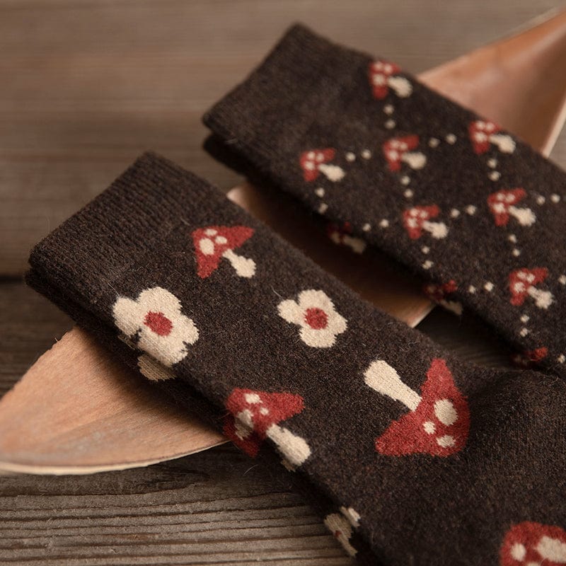 Mushroom Thickened Warm Wool Socks Blackbrdstore