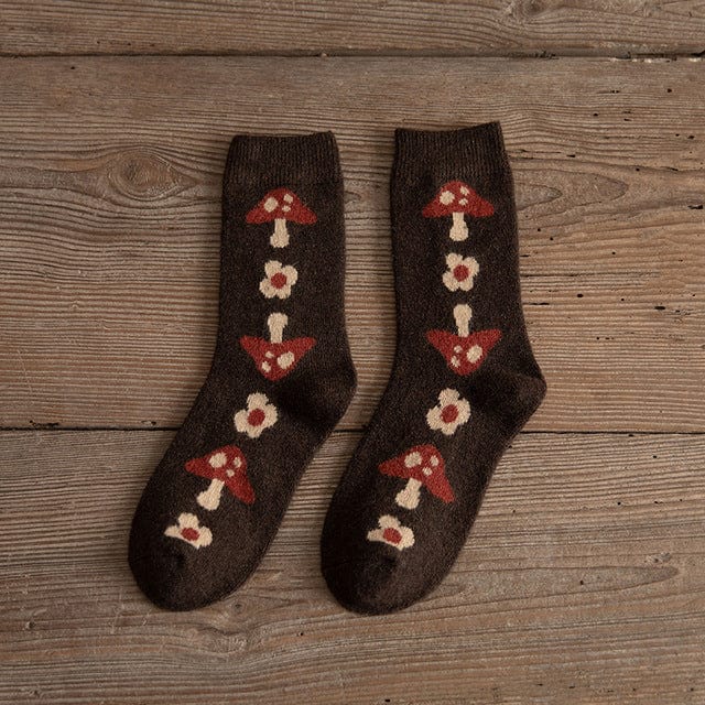 Mushroom Thickened Warm Wool Socks Blackbrdstore