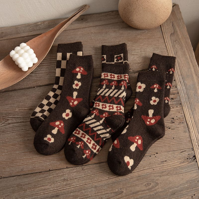 Mushroom Thickened Warm Wool Socks Blackbrdstore