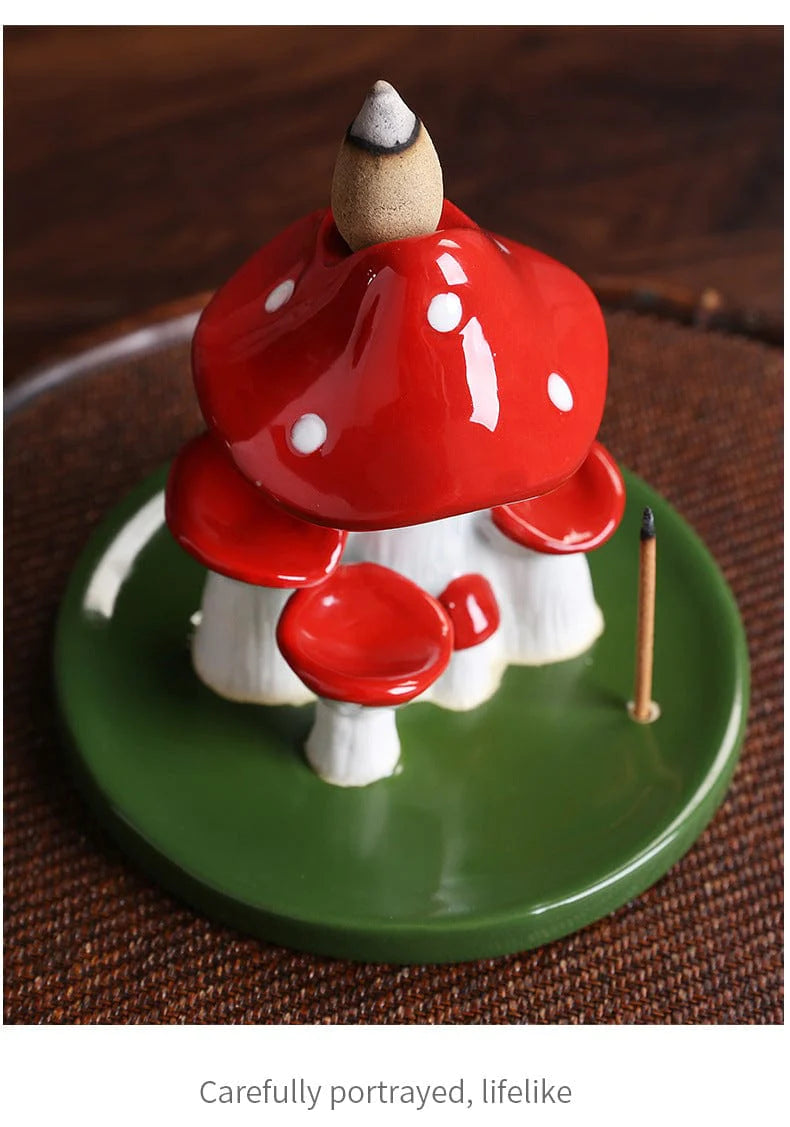 Mushroom Waterfall Incense Burner With Stick Holder Blackbrdstore