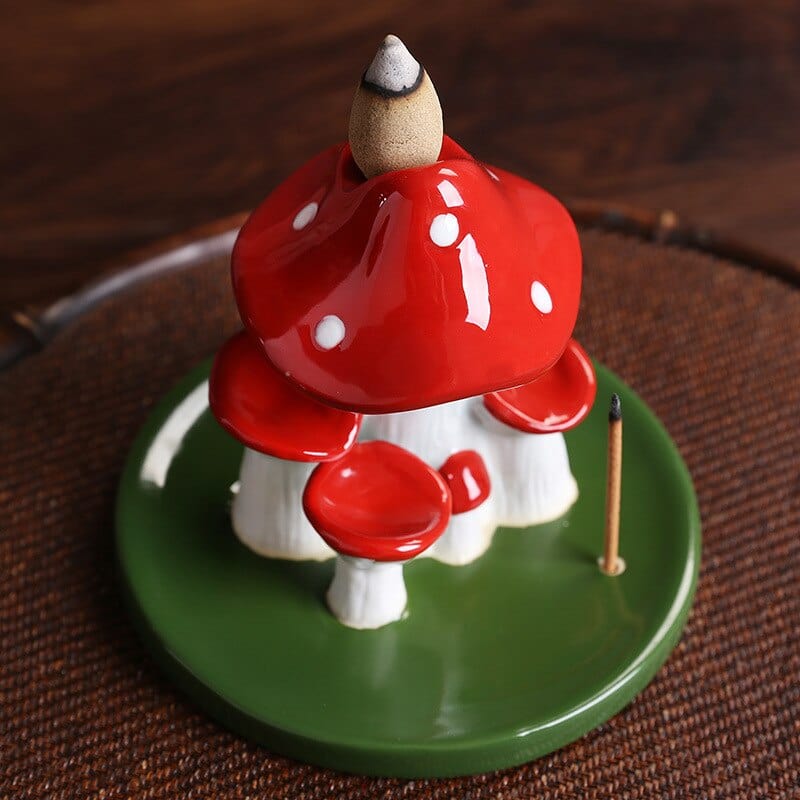 Mushroom Waterfall Incense Burner With Stick Holder Blackbrdstore