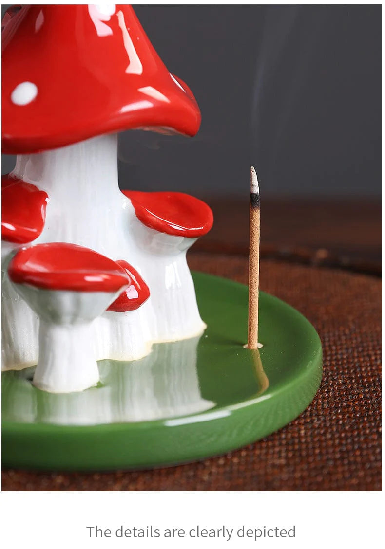 Mushroom Waterfall Incense Burner With Stick Holder Blackbrdstore