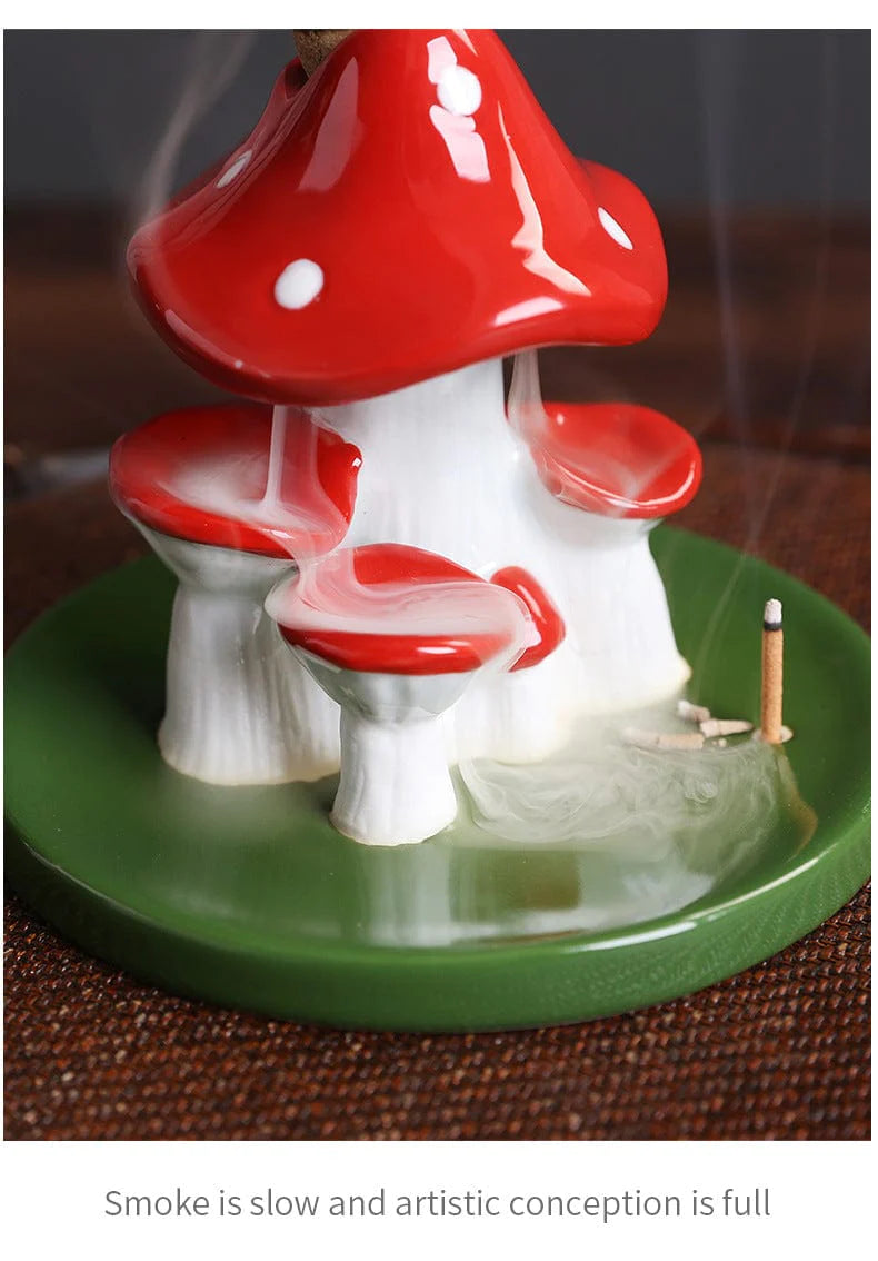 Mushroom Waterfall Incense Burner With Stick Holder Blackbrdstore