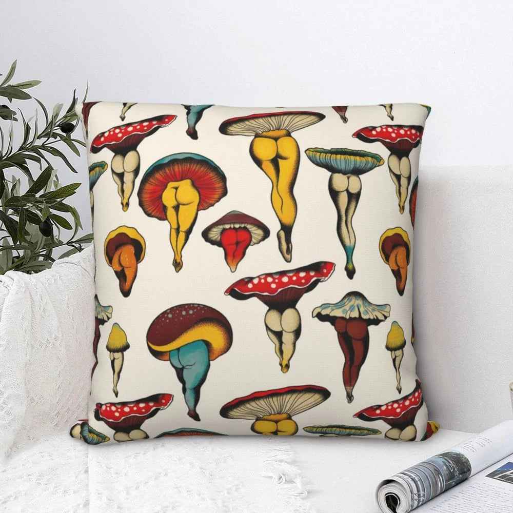 Mushrooms Lady Legs Cushion Cover Blackbrdstore