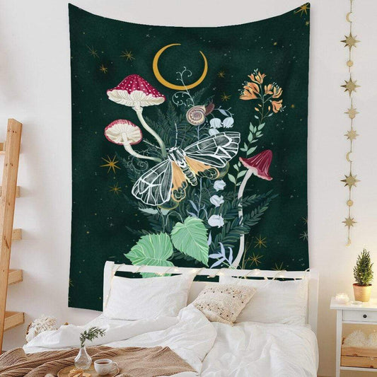 Mysterious Moth Night Tapestry Blackbrdstore