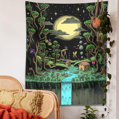 Mystic Night Forest Tapestry Blackbrdstore