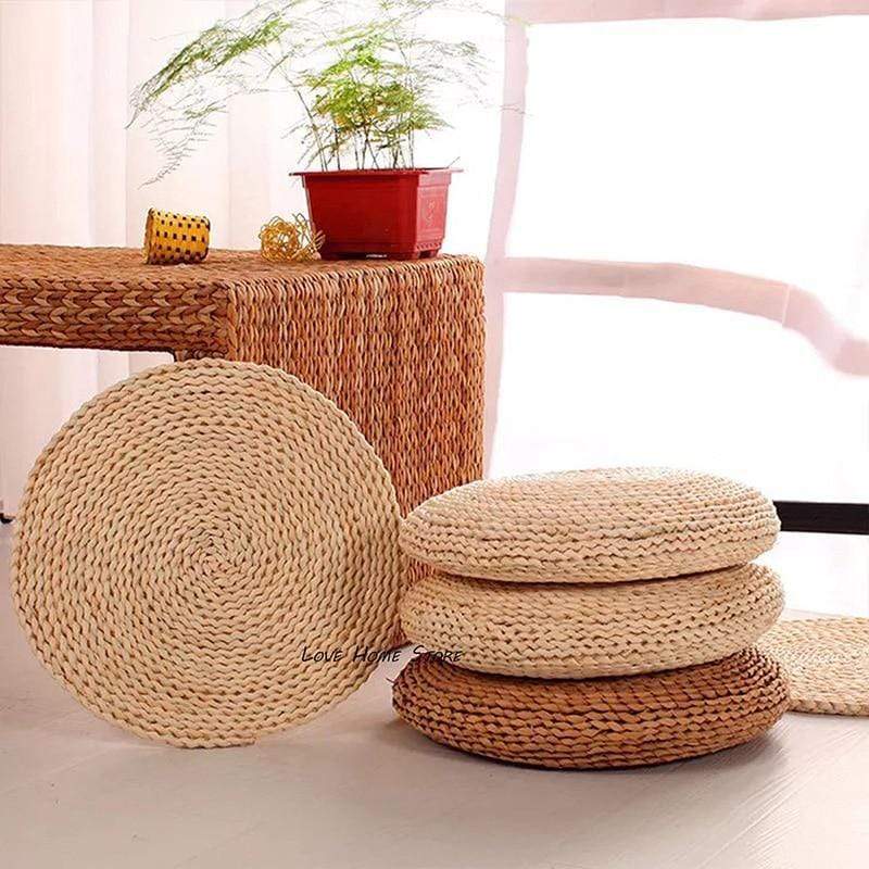 Natural Tatami Straw Floor Pillow Blackbrdstore