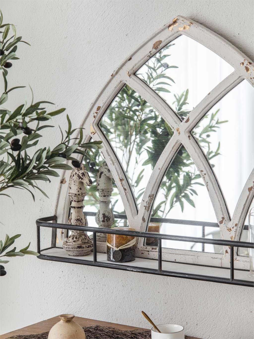 Natural Wood Arch Wall Mirror Blackbrdstore