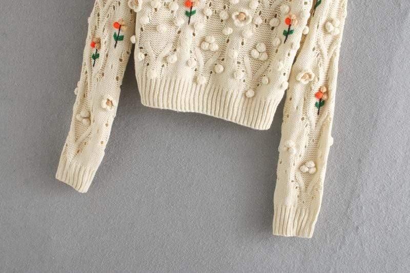 Nora Embroidery Knitted Sweater Blackbrdstore
