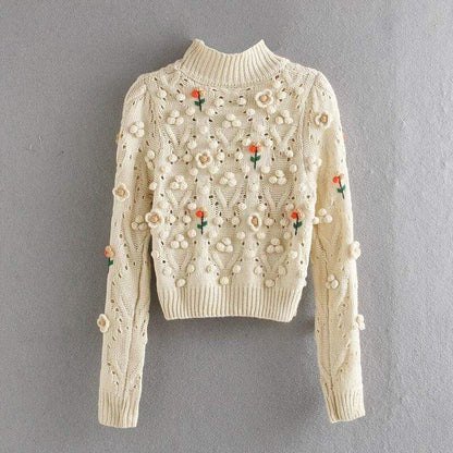 Nora Embroidery Knitted Sweater Blackbrdstore
