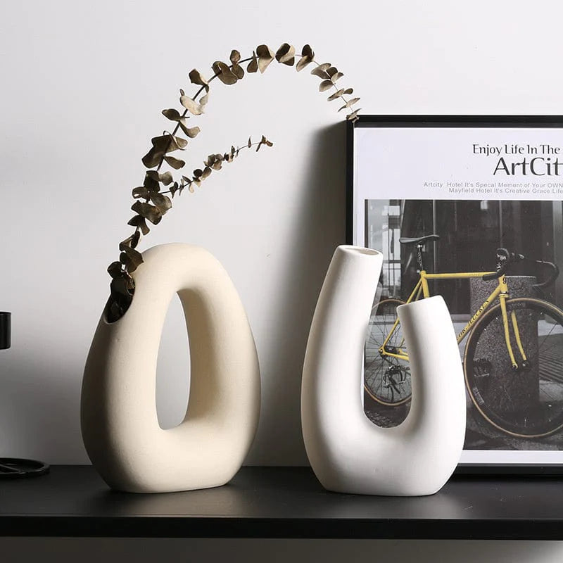 Nordic Ceramic Geometric Art Vase Blackbrdstore