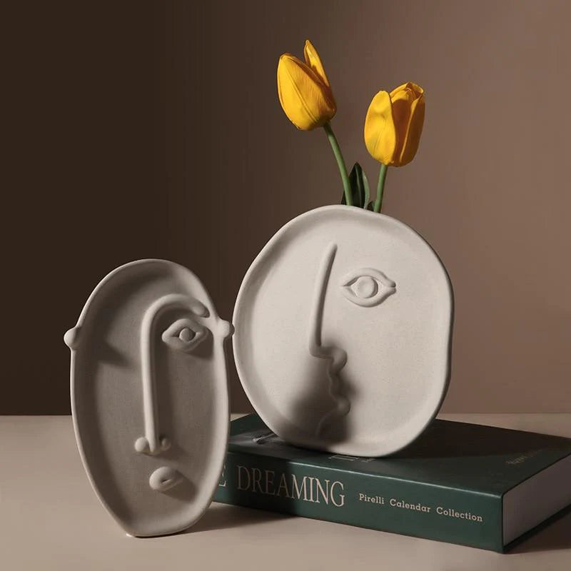 Nordic Face Design Ceramic Vase Blackbrdstore