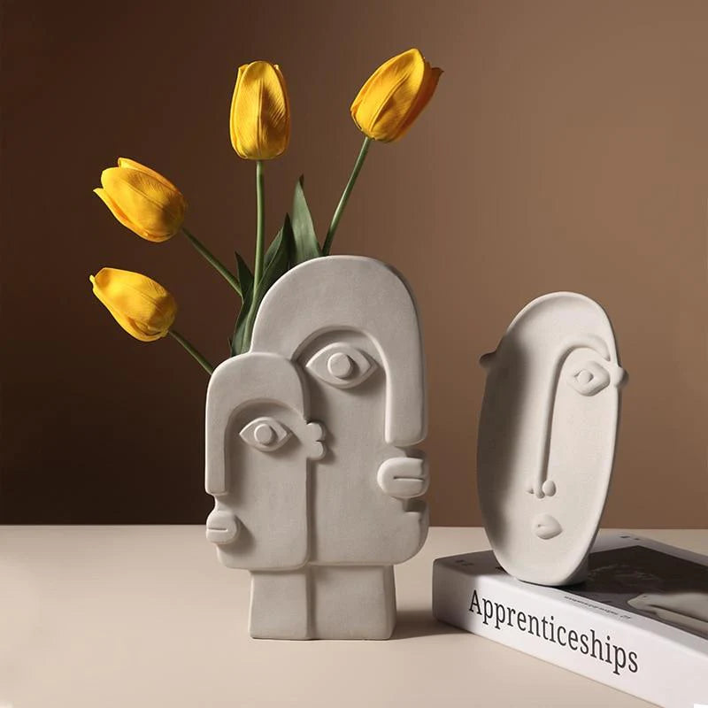 Nordic Face Design Ceramic Vase Blackbrdstore