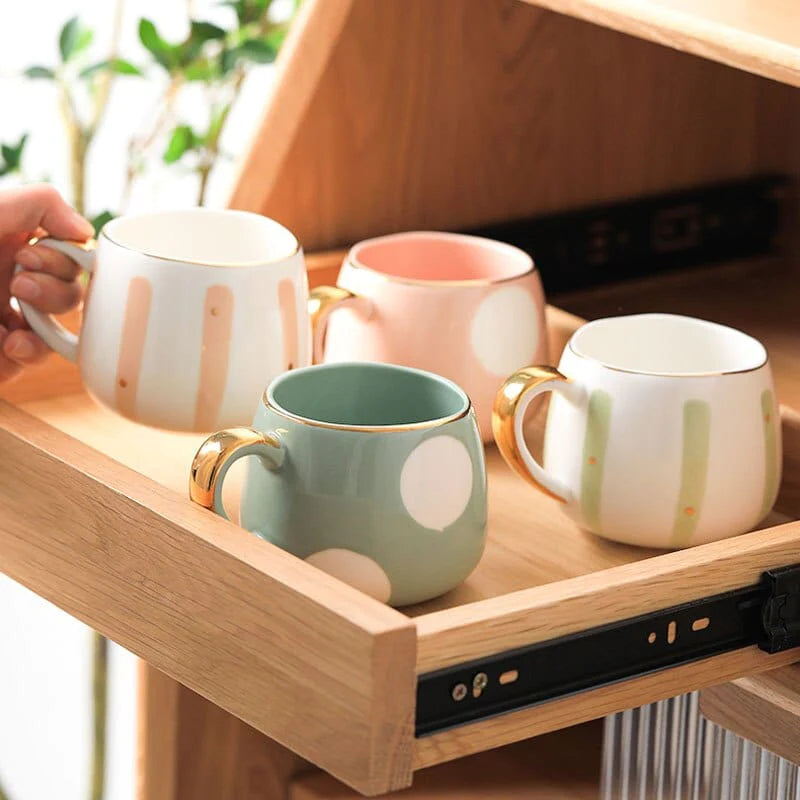 Nordic Hand Painted Geometric Ceramic Mug Blackbrdstore