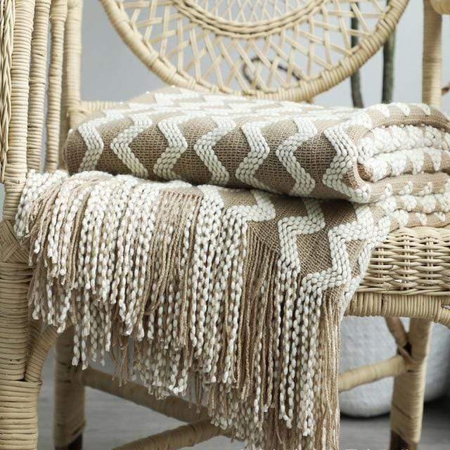 Nordic Knitted Zig Zag  Bed Thread Blackbrdstore