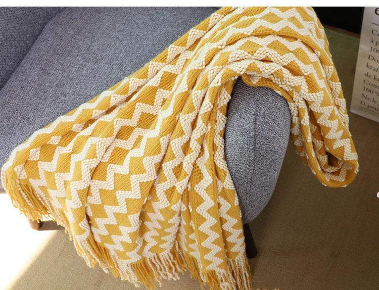 Nordic Knitted Zig Zag  Bed Thread Blackbrdstore