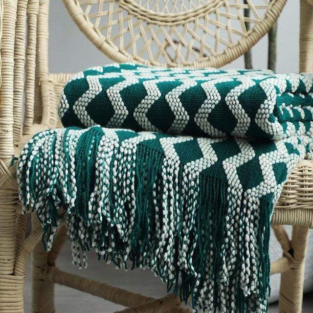 Nordic Knitted Zig Zag  Bed Thread Blackbrdstore