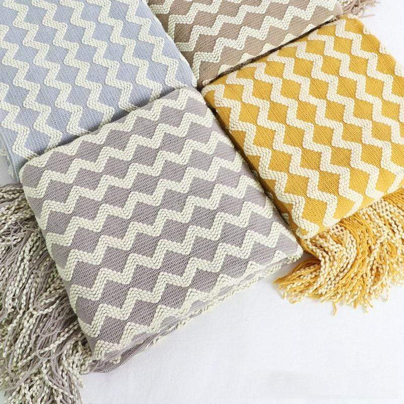 Nordic Knitted Zig Zag  Bed Thread Blackbrdstore