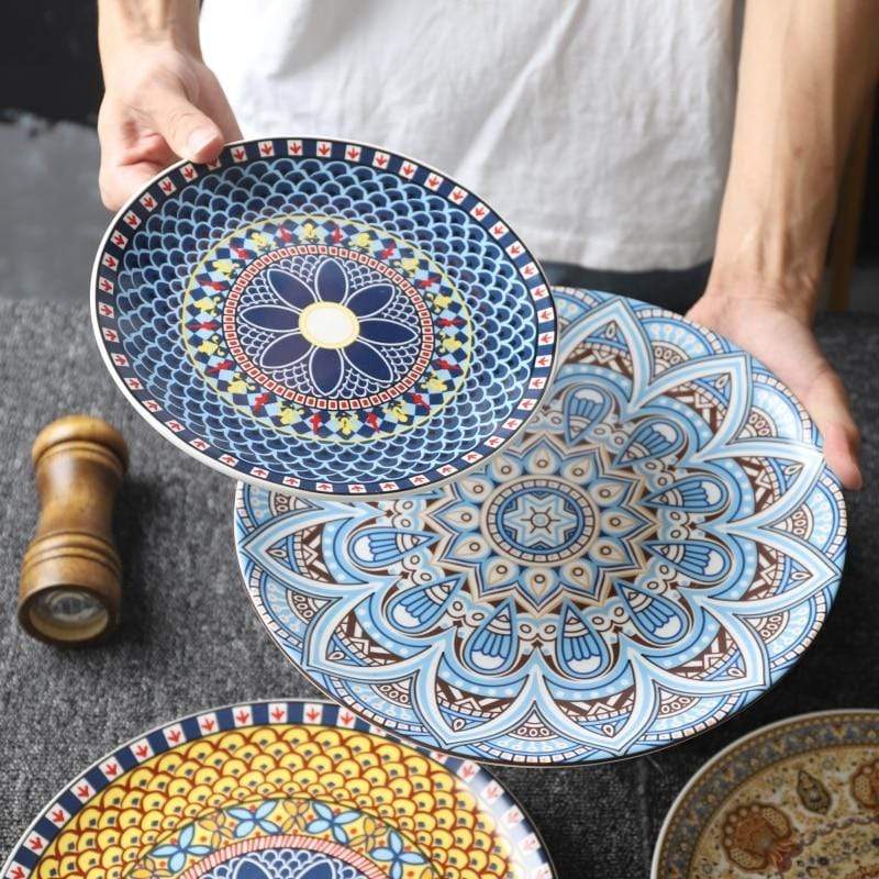 Nordic Mandala Ceramic Plate Blackbrdstore