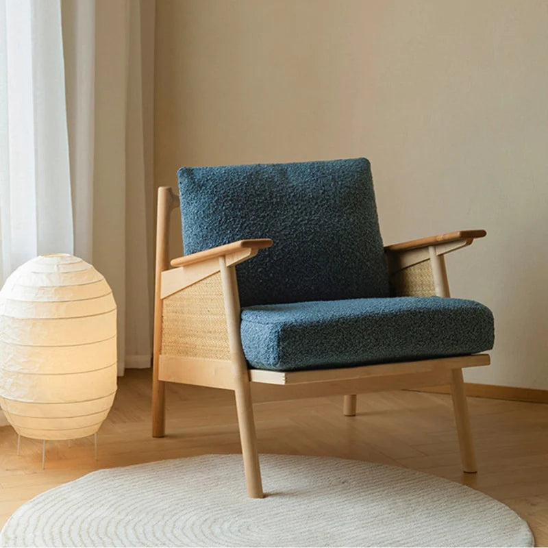 Nordic Rattan Wood Sofa Chair Blackbrdstore