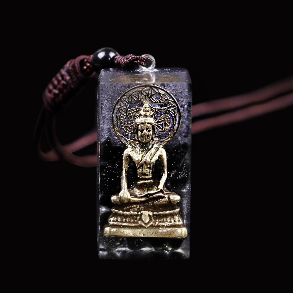 Obsidian Buddha Orgone Necklace Blackbrdstore