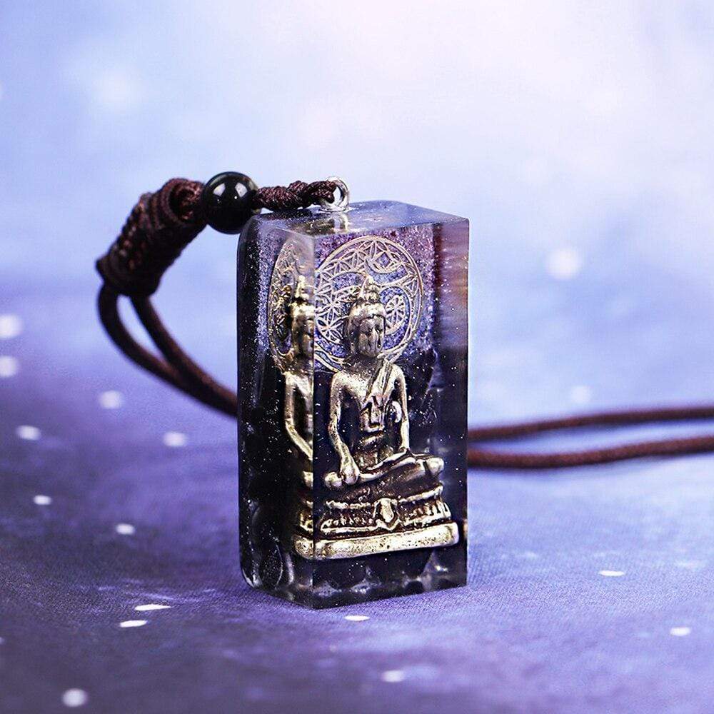 Obsidian Buddha Orgone Necklace Blackbrdstore