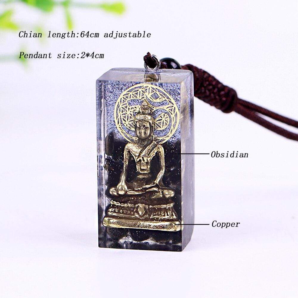 Obsidian Buddha Orgone Necklace Blackbrdstore