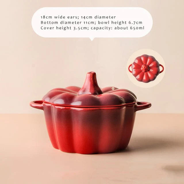Ombre Pumpkin Shape Ceramic Bowl with Cover Blackbrdstore