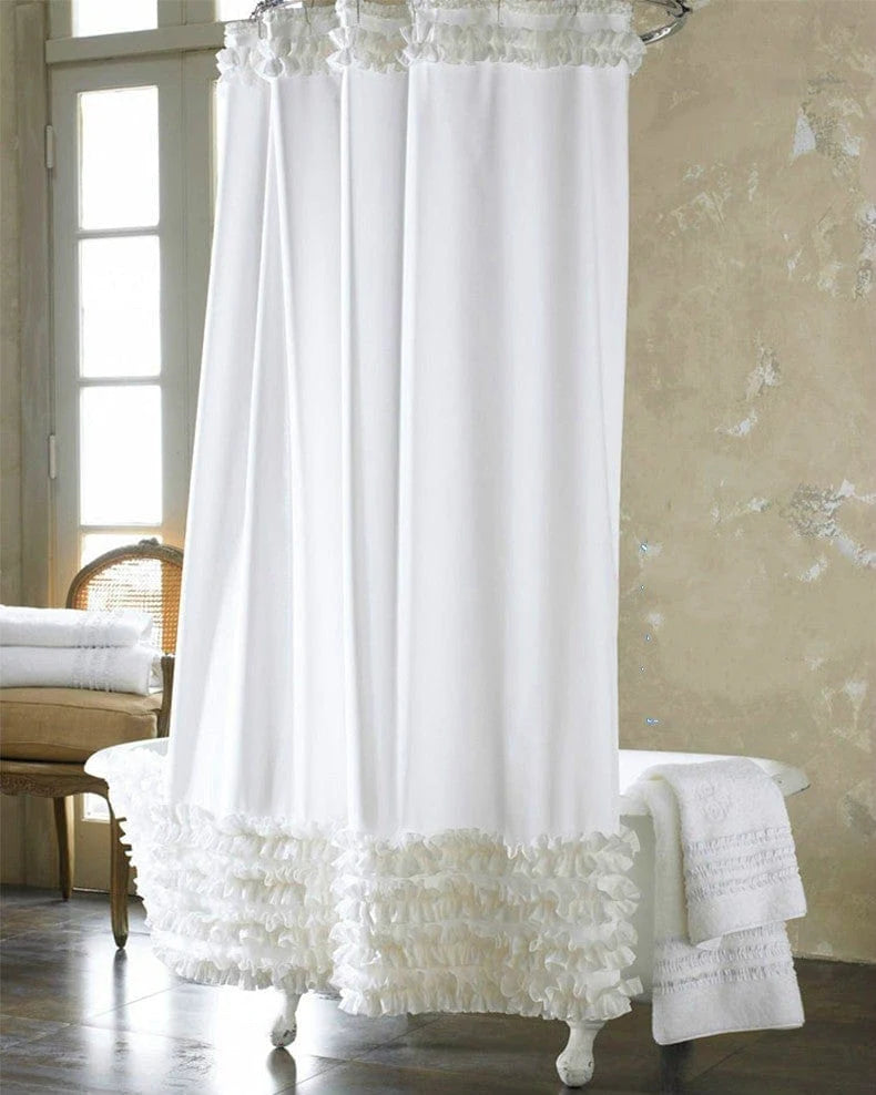 Ophelia Ruffled Shower Curtain Blackbrdstore