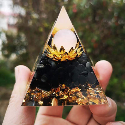 Orgonite Lotus Pyramid Blackbrdstore