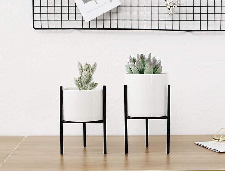 Pack of 3 Mid-Century Floral Planters Blackbrdstore