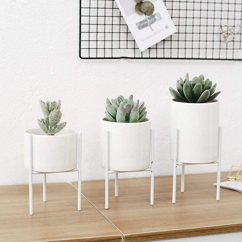 Pack of 3 Mid-Century Floral Planters Blackbrdstore