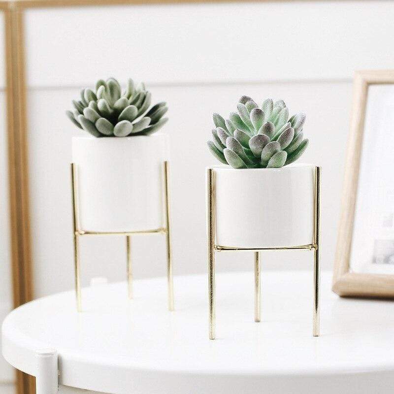 Pack of 3 Mid-Century Floral Planters Blackbrdstore