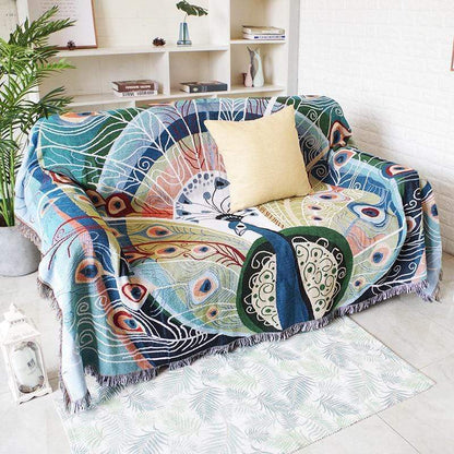 Peacock Throw Thread Blanket Blackbrdstore