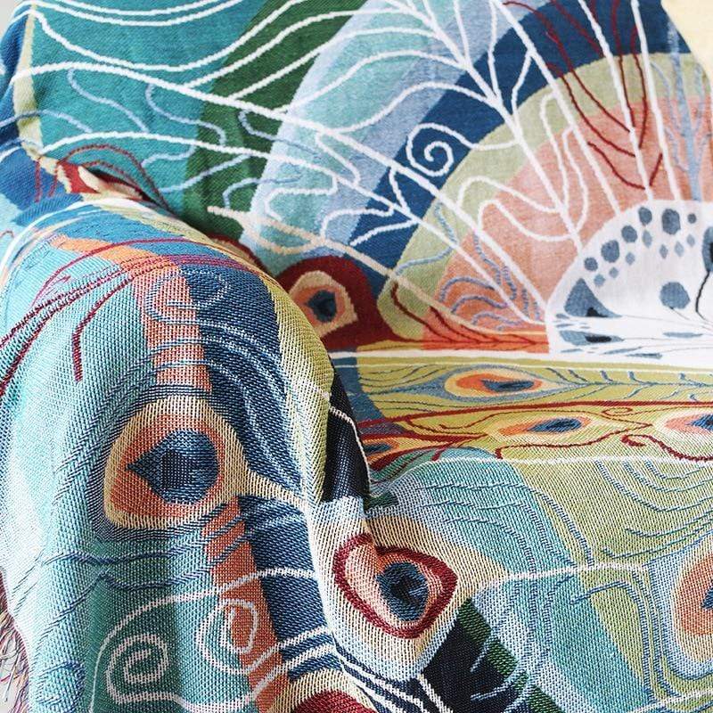 Peacock Throw Thread Blanket Blackbrdstore