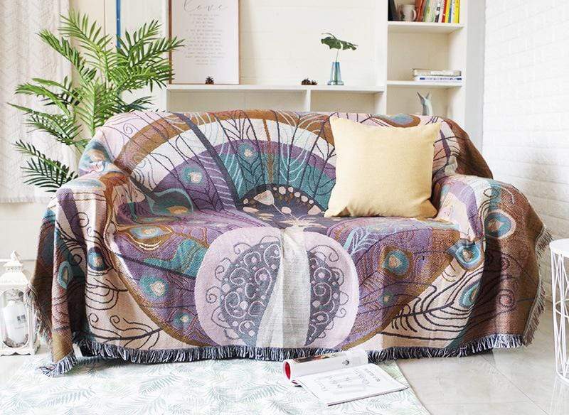 Peacock Throw Thread Blanket Blackbrdstore