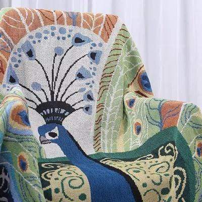 Peacock Throw Thread Blanket Blackbrdstore