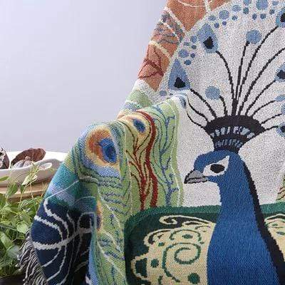 Peacock Throw Thread Blanket Blackbrdstore