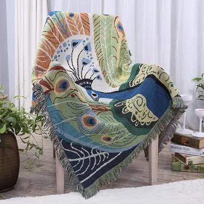 Peacock Throw Thread Blanket Blackbrdstore