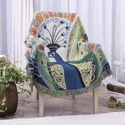 Peacock Throw Thread Blanket Blackbrdstore